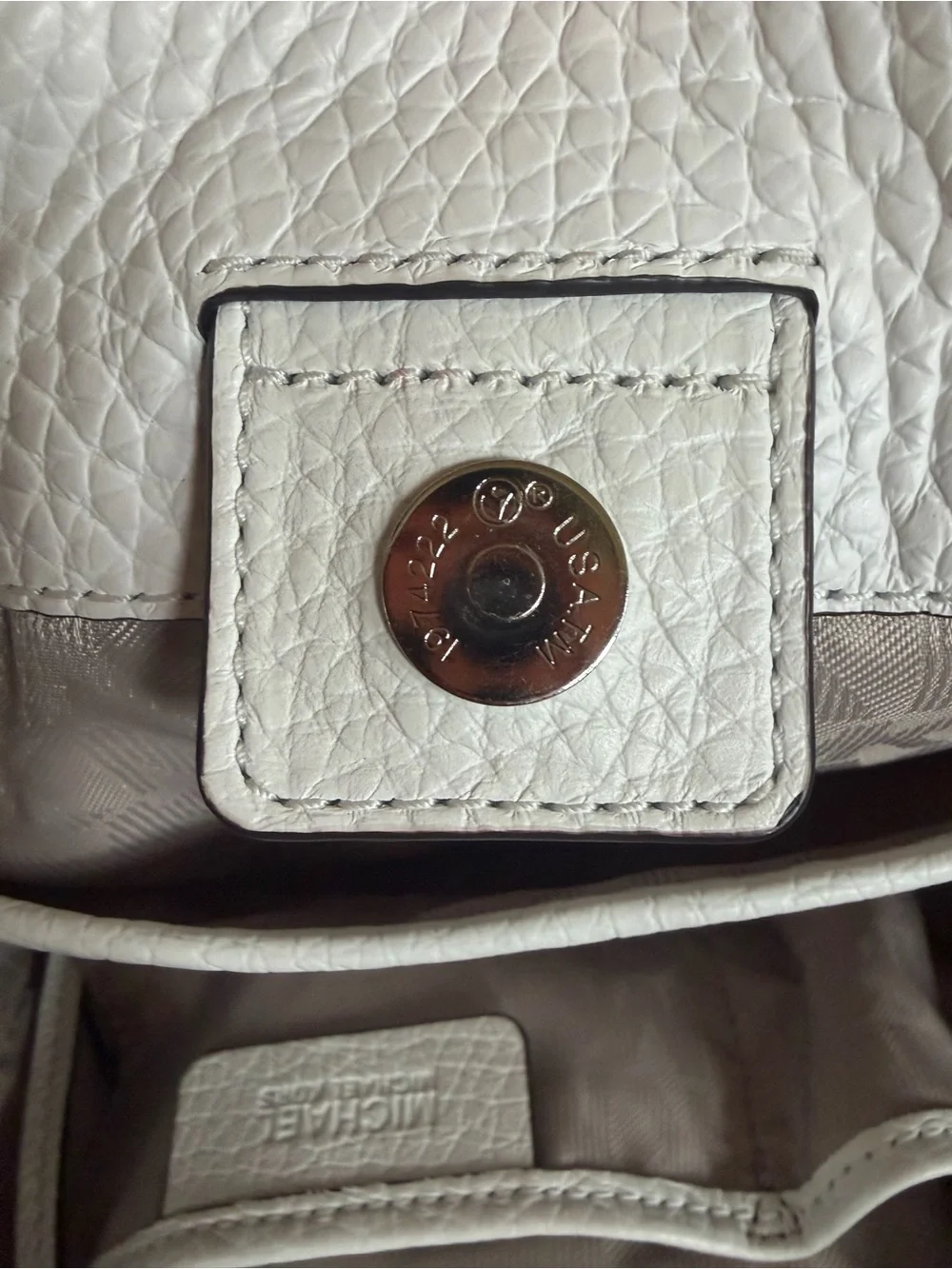 Michael Kors White Pebbled Leather Drawstring Shoulder Bag